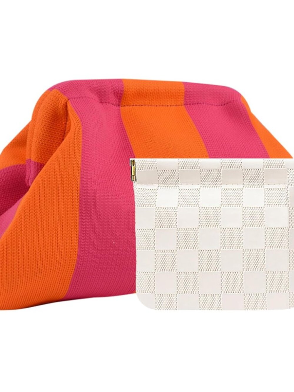 Clutch Purses for Women,Woven Crochet Bag&Cosmetic Bag Dumpling Striped Cloud Pu